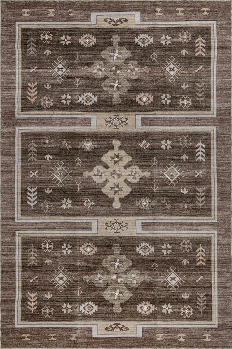 nuLOOM Donna Dark Brown Geometric Washable Area Rug 8' x 10' | Stylish & Practical (70-120 chars) - view 2