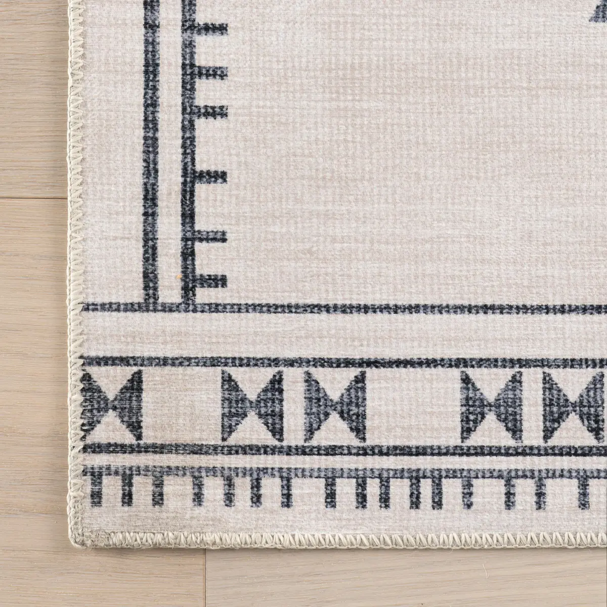 nuLOOM Shenai Cream Medallion Washable Runner Rug 2' x 12' | Stain-Resistant & Machine Washable - view 4