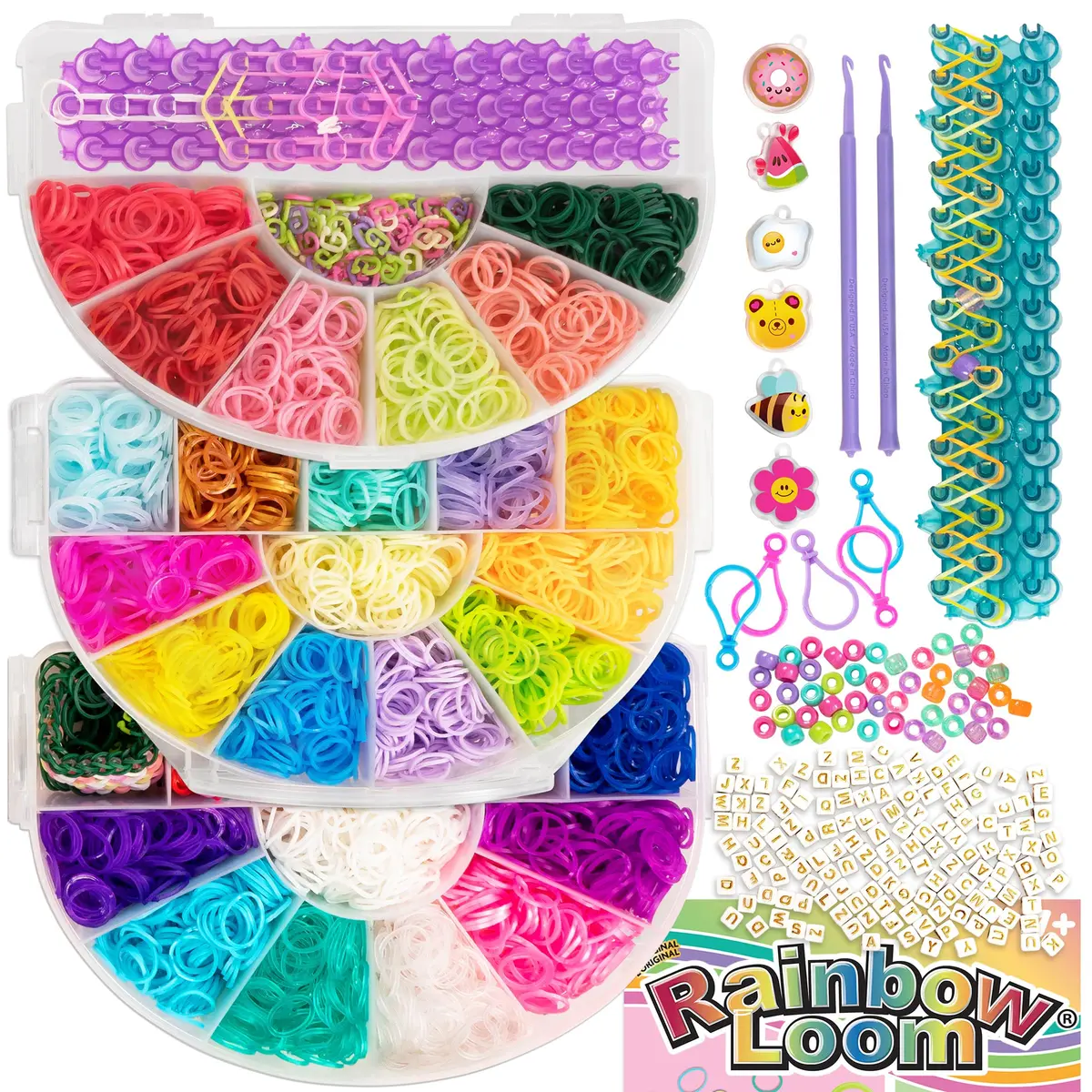 Rainbow Loom Mighty Rainbow Case - 6000 Rubber Bands & 2 Mighty Looms | Assorted Colors Art Craft Kit (9.1 oz / 0.26 kg) - main product image