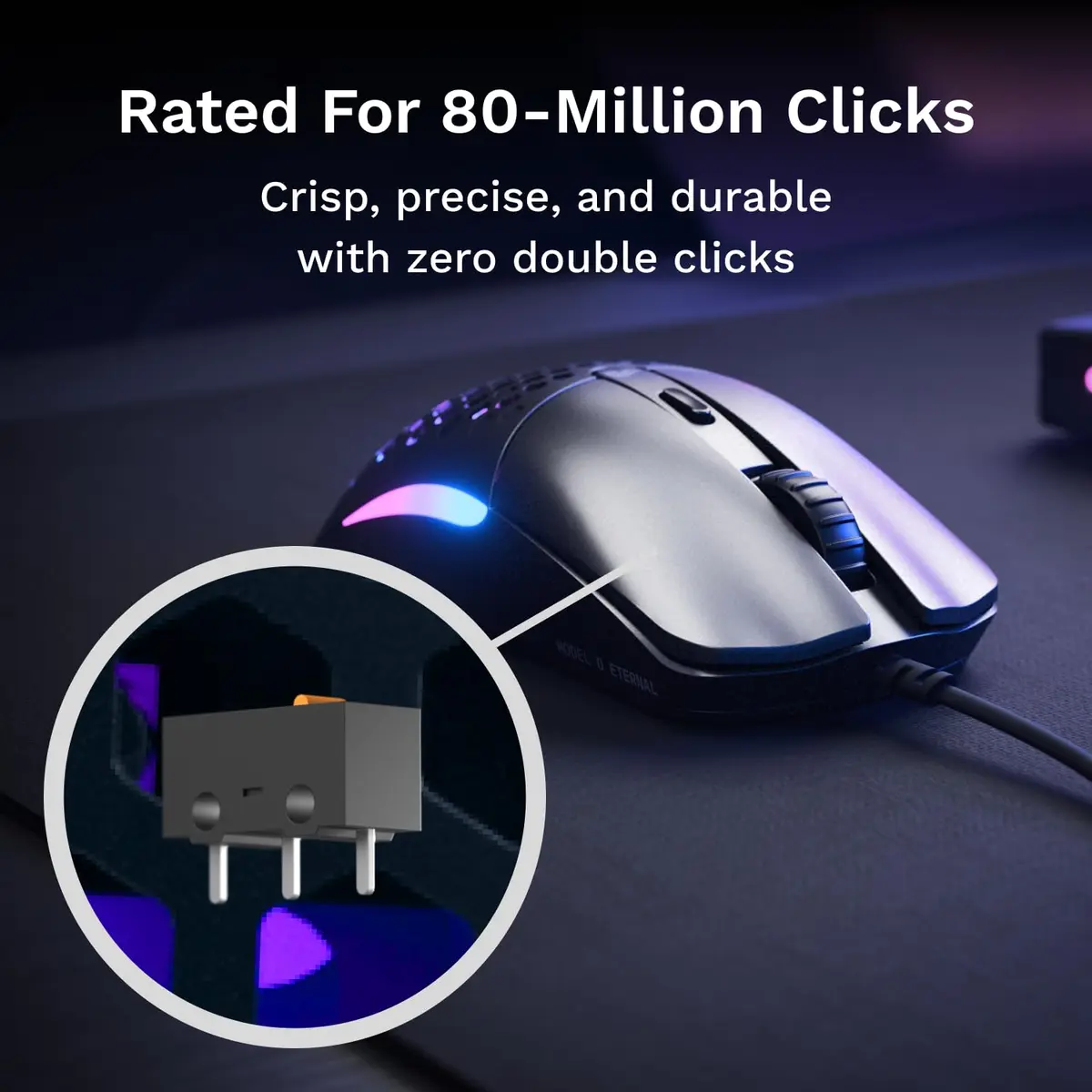 GLORIOUS Model O Eternal Ultralight RGB Gaming Mouse - Wired - 55g Lightweight - Customizable RGB Lighting - 6 Programmable Buttons - Symmetrical Design - 12K DPI Optical Sensor - PC/Mac - Black | Lightweight, customizable RGB, 6 buttons - view 6