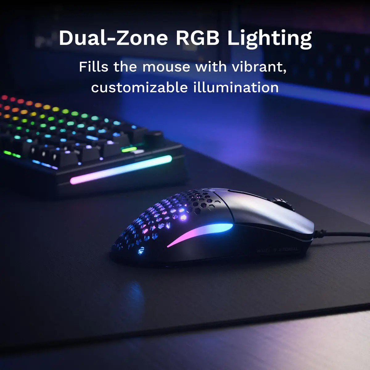 GLORIOUS Model O Eternal Ultralight RGB Gaming Mouse - Wired - 55g Lightweight - Customizable RGB Lighting - 6 Programmable Buttons - Symmetrical Design - 12K DPI Optical Sensor - PC/Mac - Black | Lightweight, customizable RGB, 6 buttons - view 4