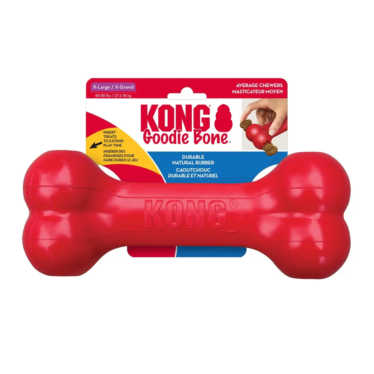 KONG Goodie Bone Natural Rubber Treat Toy for Extra Large Dogs | Durable Chew Toy for Aggressive Chewers - main product image