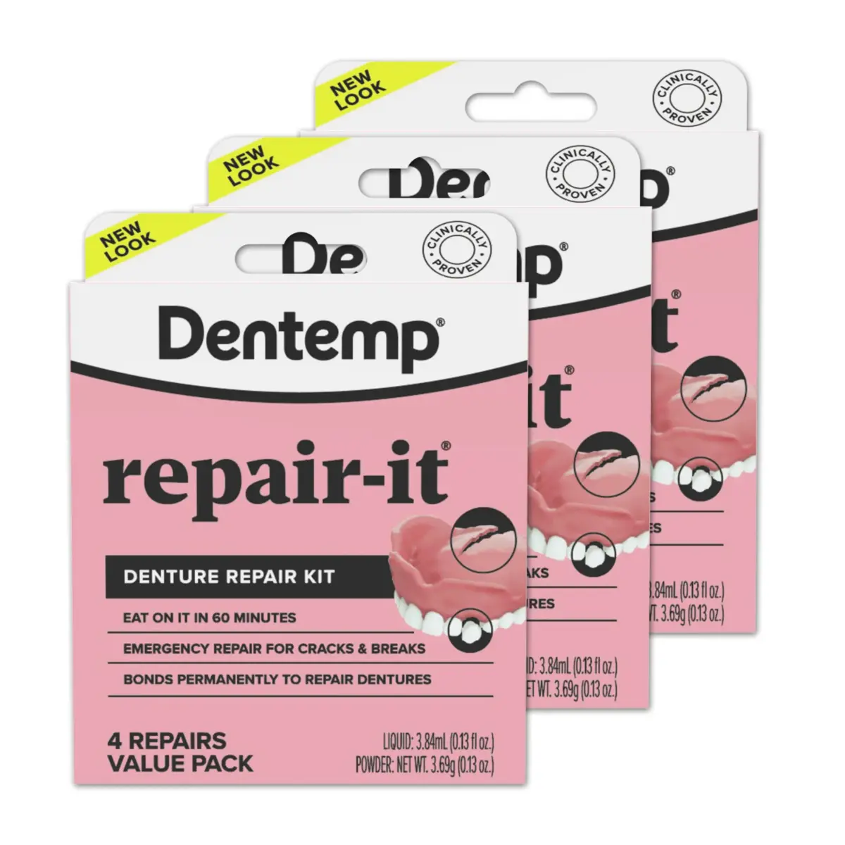 Dentemp Repair-It Advanced Formula Denture Repair Kit 3.84ml (0.13 Fl Oz) | Fix Broken Dentures, Mend Cracks & Replace Loose Teeth - main product image