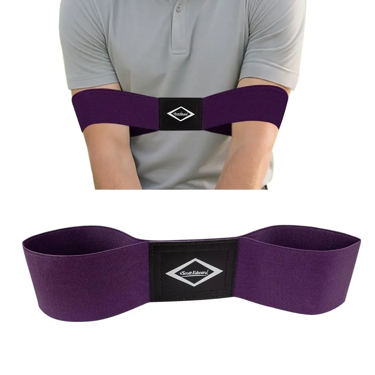 Scott Edward Pro Golf Swing Training Aid Arm Band Purple Standard Large | Corrects Swing Gesture Alignment - main product image