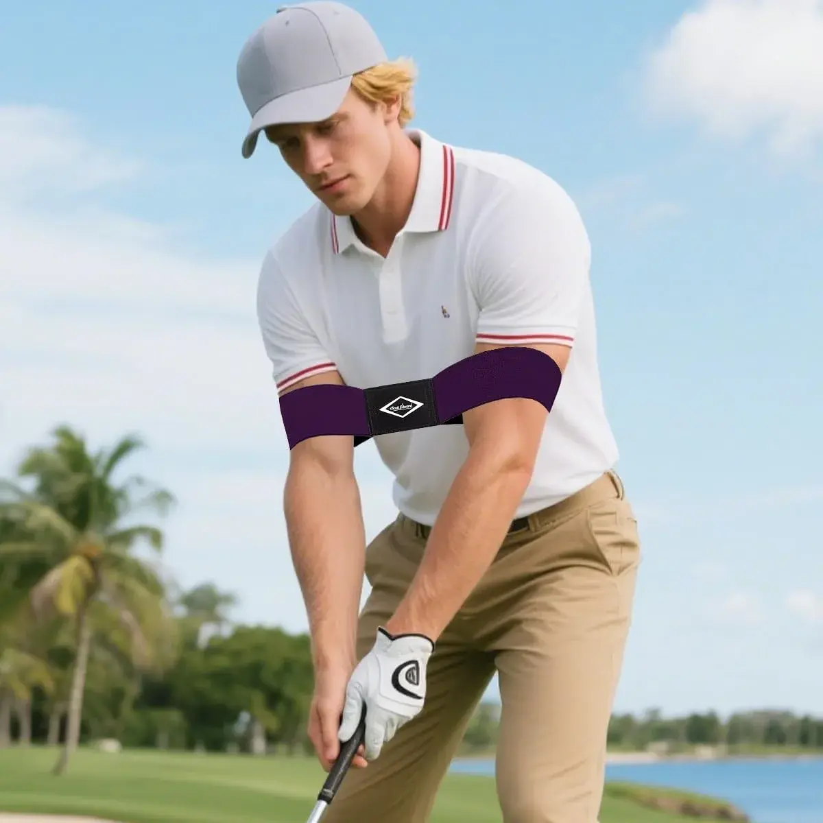 Scott Edward Pro Golf Swing Training Aid Arm Band Purple Standard Large | Corrects Swing Gesture Alignment - view 3