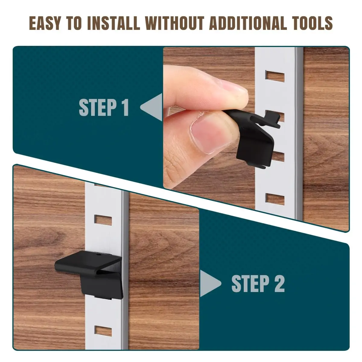 Lenink Pilaster Shelf Clip 28 Pcs Black | Adjustable Support for Shelves - view 5