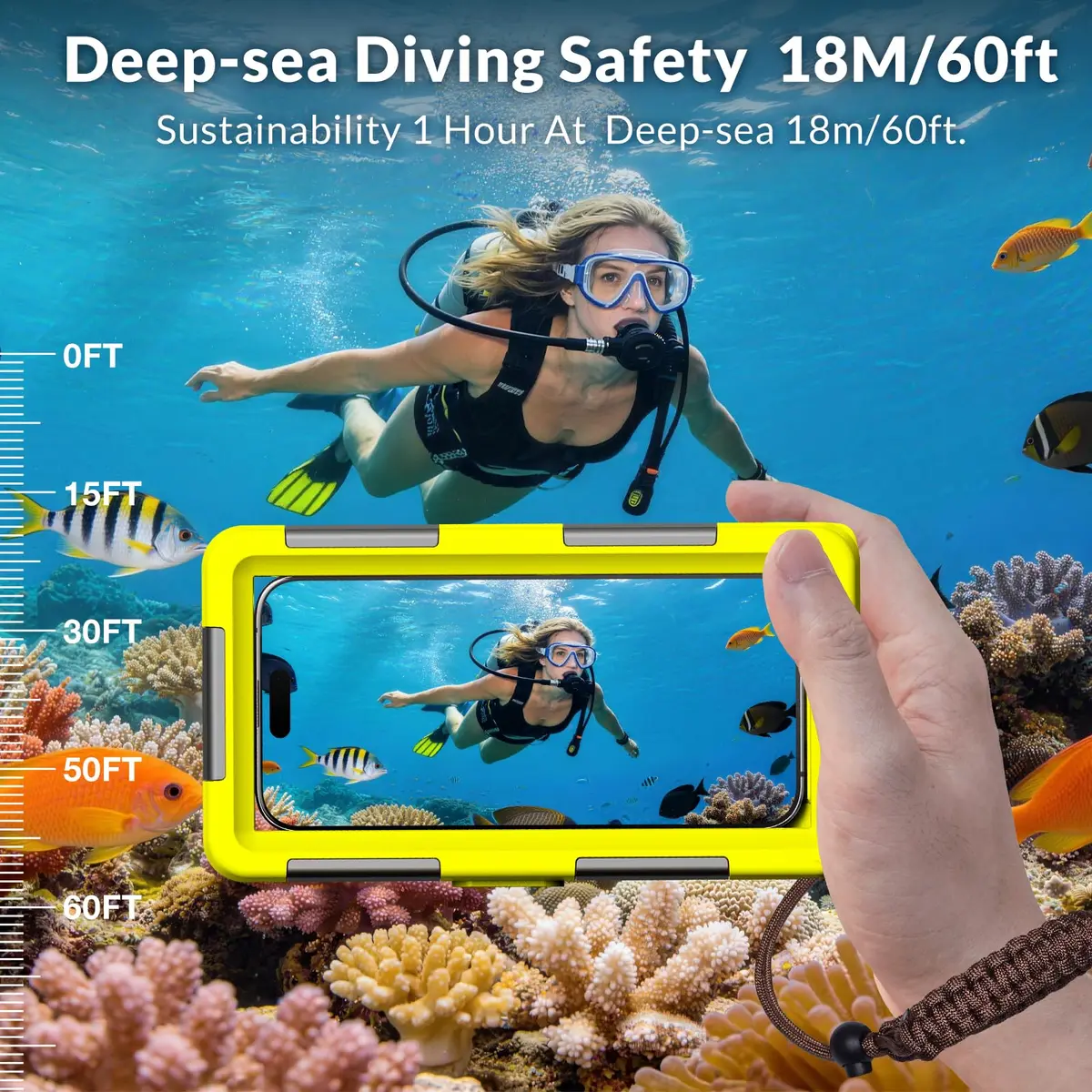 YNVYFI Underwater Snorkeling Diving Phone Case for Phone 17/16/15/14/13/12Pro Max/Galaxy S26/S25/S24/S23 | 50ft/15m Waterproof Dive Case - view 2