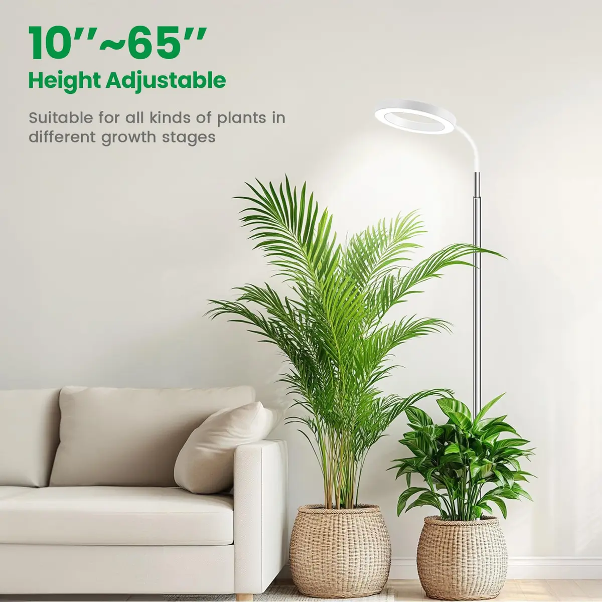 Garpsen Full Spectrum LED Grow Light 80 LEDs 65'' Height | 3 Color Modes 5 Dimmable Levels 16H Timer - view 3