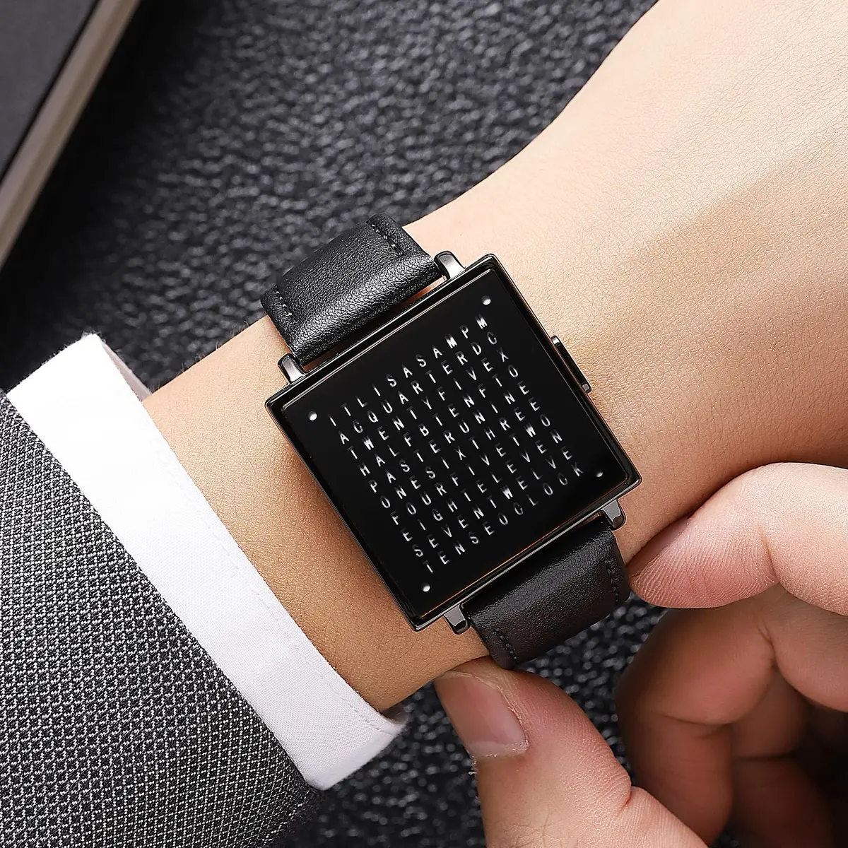 Gosasa Square Men's Luxury Watch with Leather Strap | 36mm Case, 22mm Band Width, 30M Water Resistant - view 3