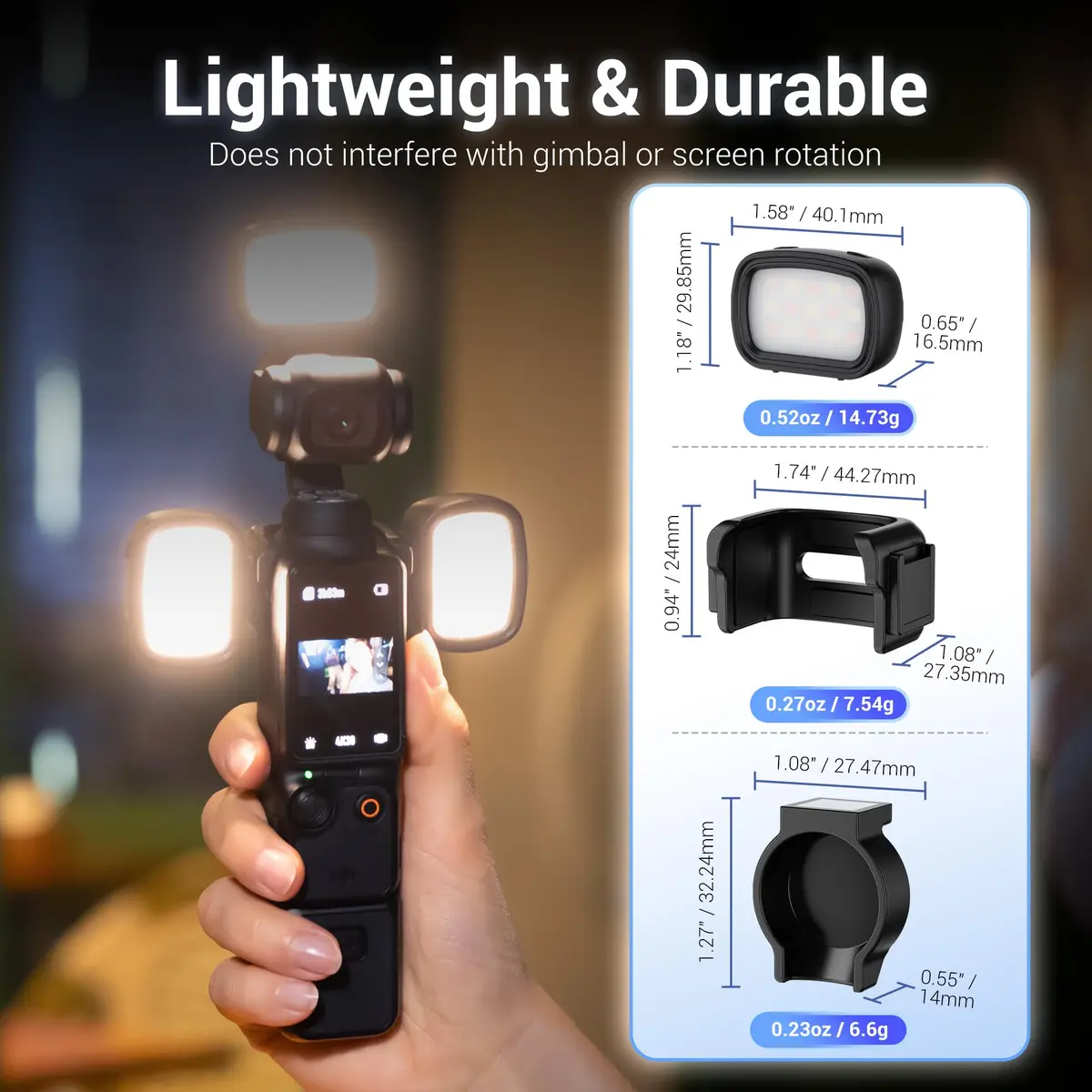JJC 3-Pack LED Light for DJI Osmo Pocket 3 & Xtra Muse, 15g Ultra-Lightweight Magnetic Mount | 3 Color Modes & 3 Brightness Levels - view 5