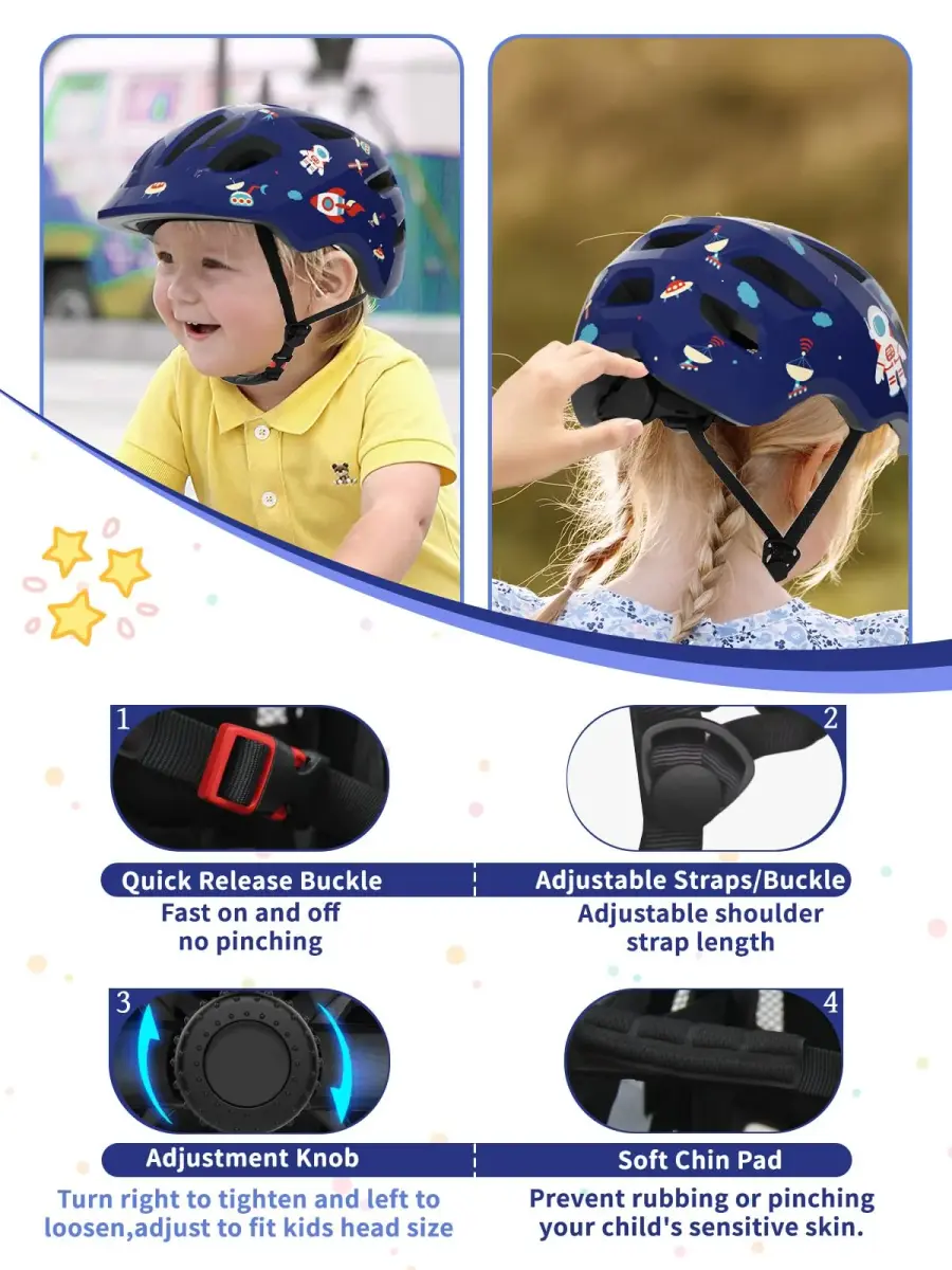 XJD Toddler Helmet Design Blue XX-Small 44-48 cm | Lightweight Multi-Sport Kids Bike Helmet with Adjustable Fit - view 4