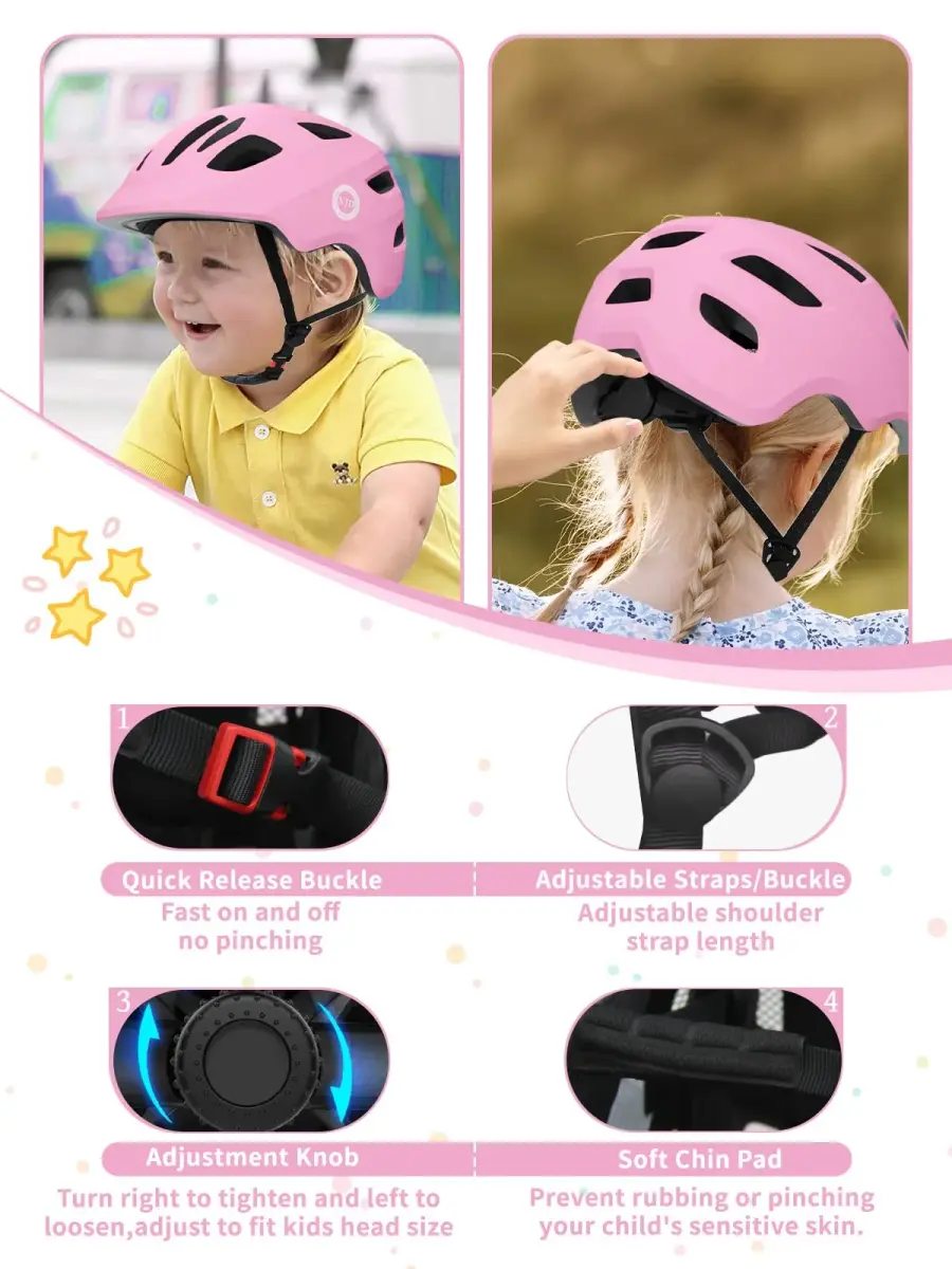 XJD Pink XX-Small Toddler Helmet (44-48 cm) - Lightweight Multi-Sport Bike & Skateboard Helmet for Infants & Babies - view 4