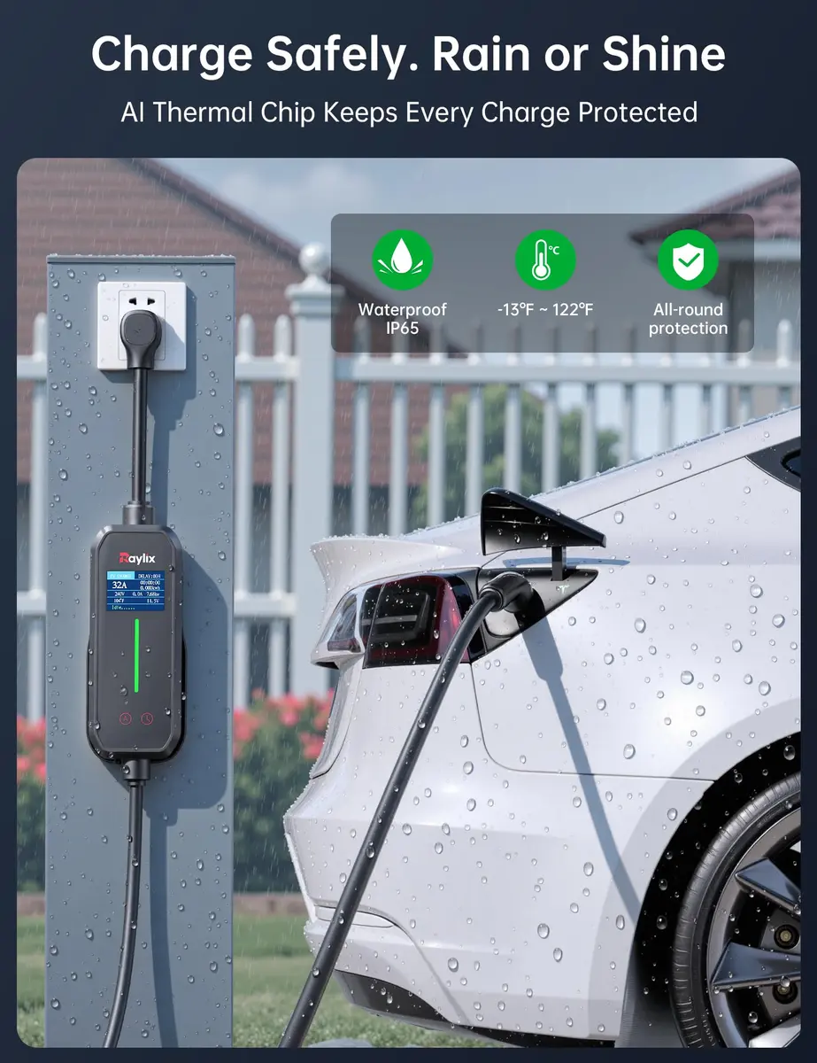 Raylix 32A Level 2 EV Charger for Tesla | Fast NEMA 14-50 Plug, 7.68KW, Portable - view 9