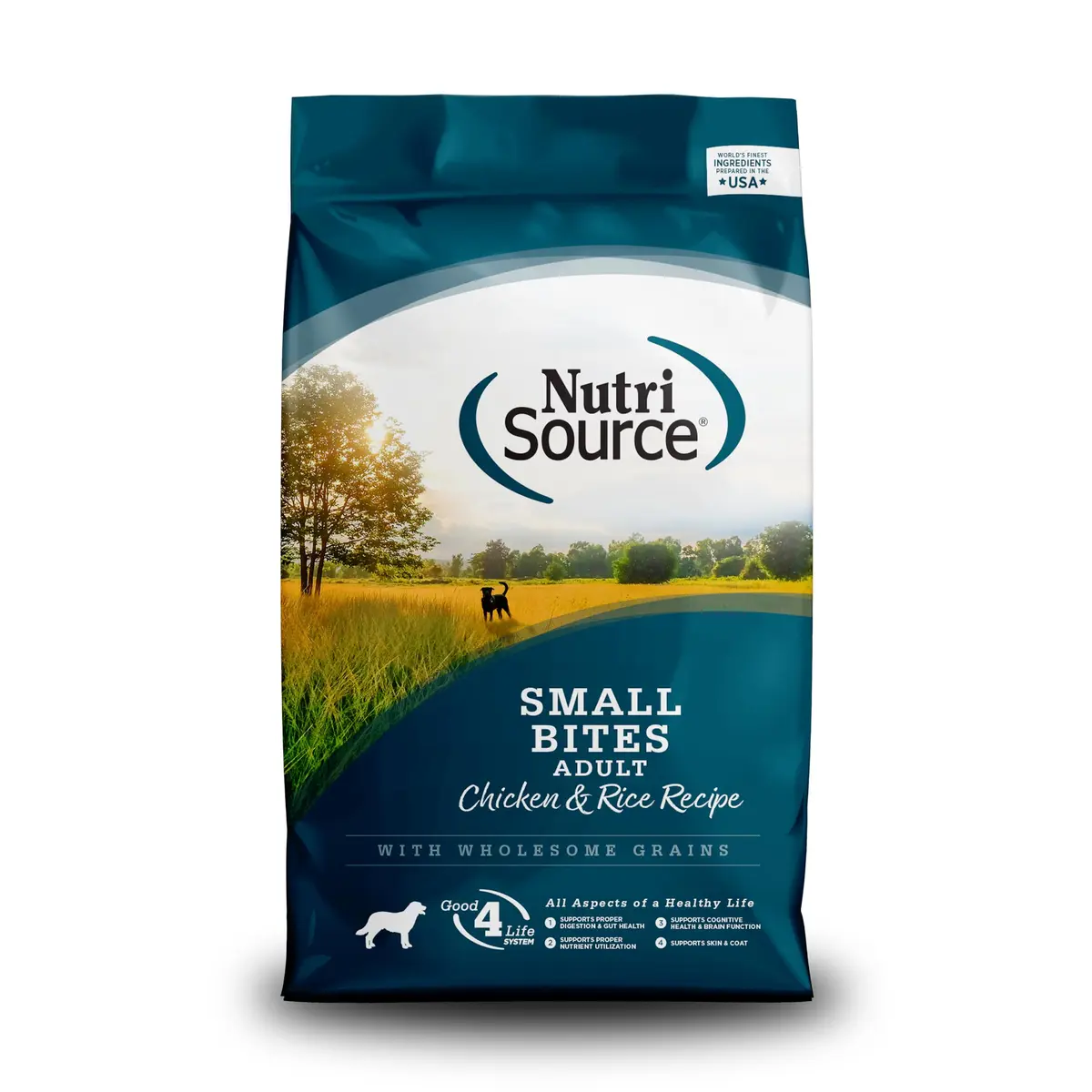 NutriSource Adult Chicken & Rice Small Bites Dog Food 4lb | Supports Gut & Coat Health - main product image