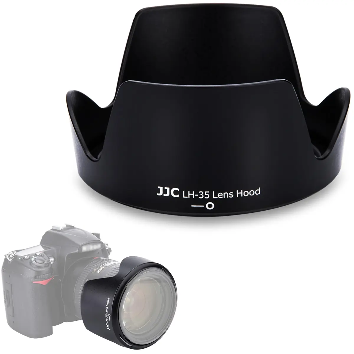 JJC HB-35 Lens Hood Reversible Lens Shade Cover for Nikon NIKKOR AF-S DX 18-200mm f/3.5-5.6G ED VR II | Protects & Reduces Stray Light - main product image