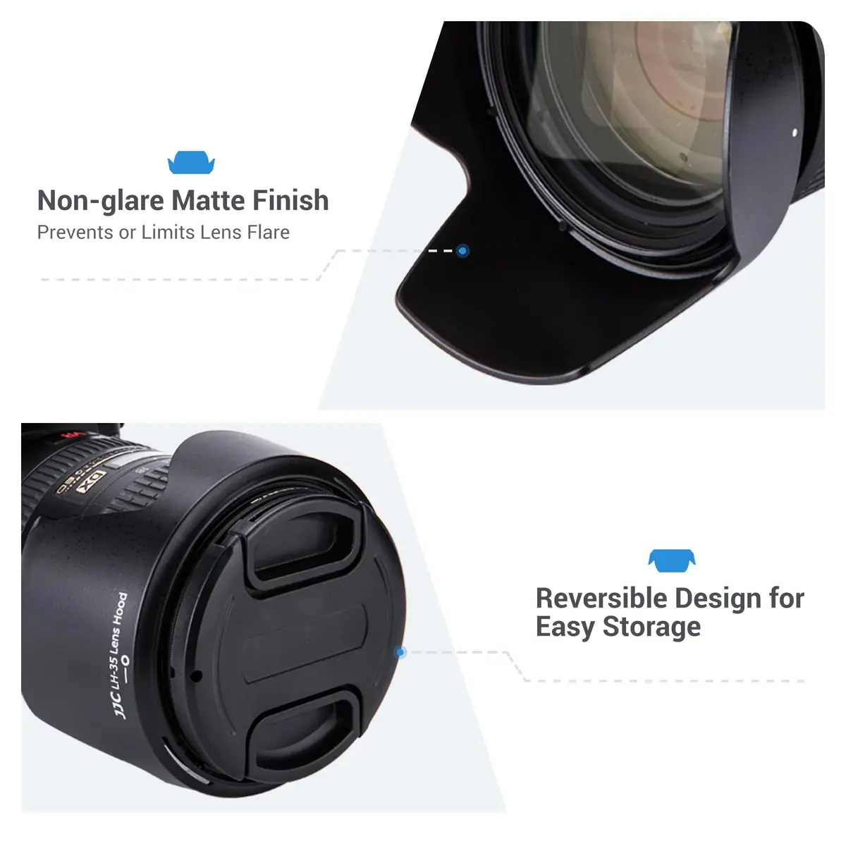 JJC HB-35 Lens Hood Reversible Lens Shade Cover for Nikon NIKKOR AF-S DX 18-200mm f/3.5-5.6G ED VR II | Protects & Reduces Stray Light - view 5