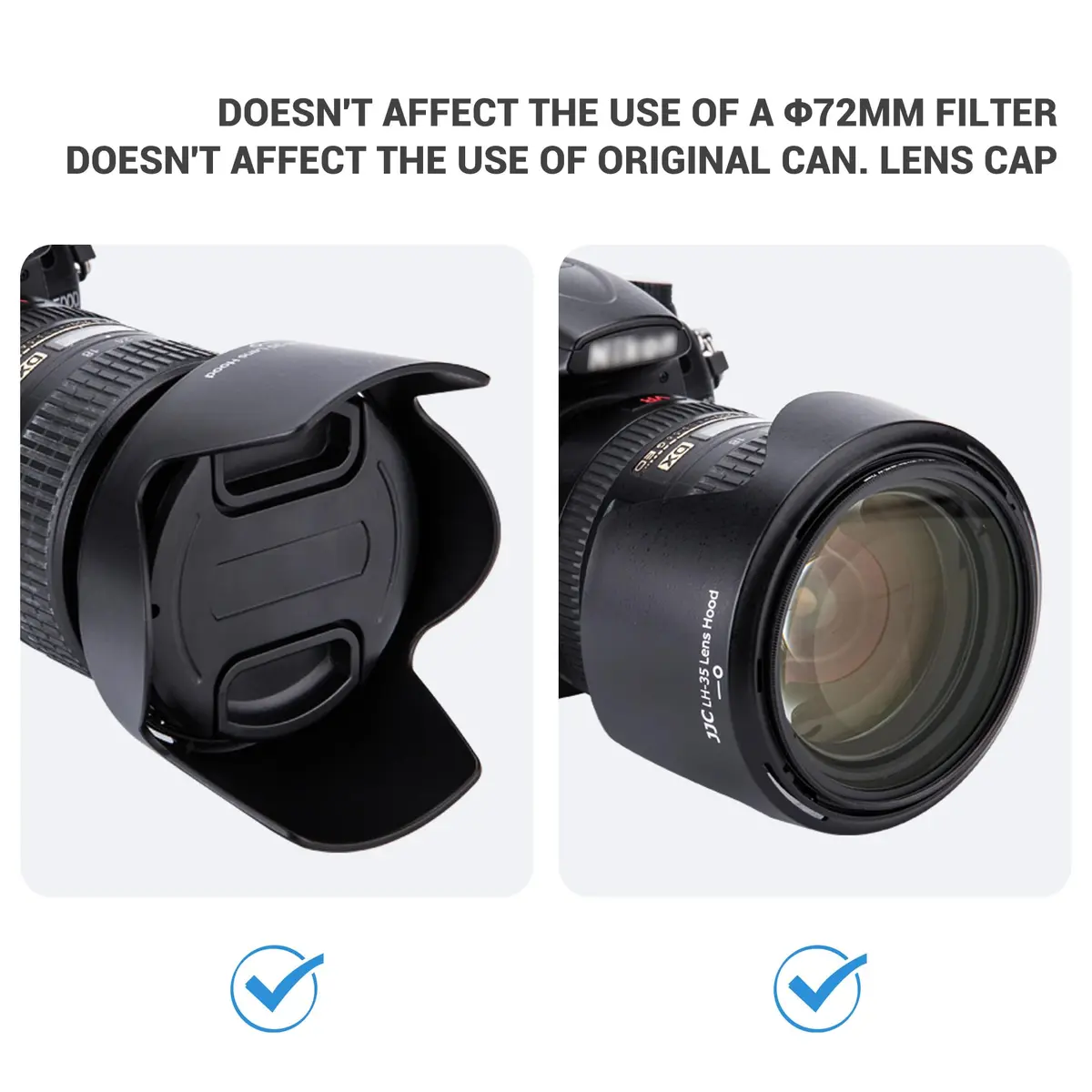 JJC HB-35 Lens Hood Reversible Lens Shade Cover for Nikon NIKKOR AF-S DX 18-200mm f/3.5-5.6G ED VR II | Protects & Reduces Stray Light - view 6