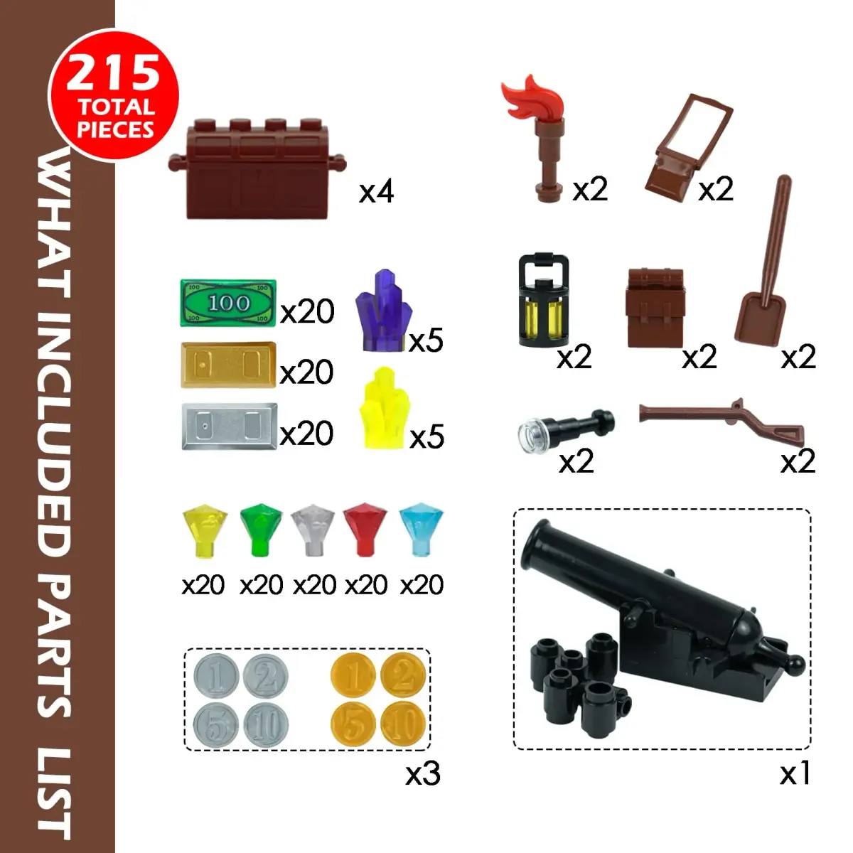 BroTex Pirates Treasure Chest Building Blocks 215 Pieces | STEM Learning Toy for Kids Ages 6+ - view 5