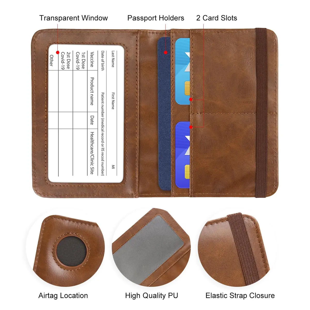 ILIYAH Passport Cover Travel Wallet RFID Blocking Waterproof Brown | Unisex Travel Accessory - view 2