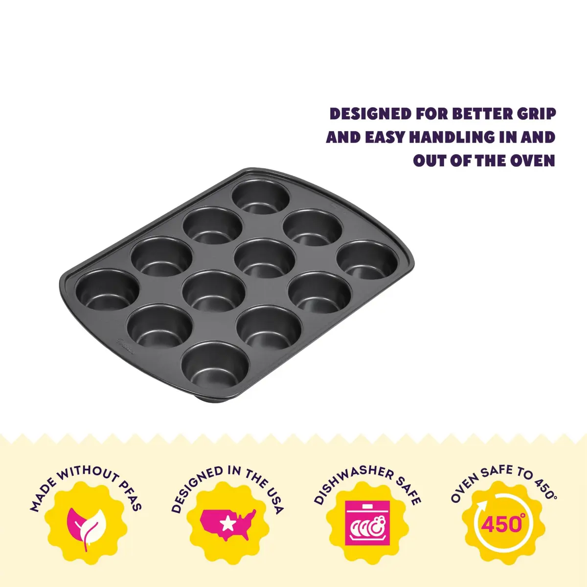 Wilton Muffin Pan 12-Cup Non-Stick Baking Pan for Muffins & Cupcakes | Even Heat & PFAS-Free (70-120c) - view 2