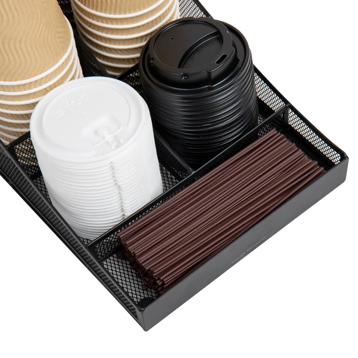 Mind Reader Metal Mesh Countertop Organizer Caddy 7 Compartments 21.6cm (8.5" L x 14.5" W x 5.25" H) | Black Pack of 6 - view 5