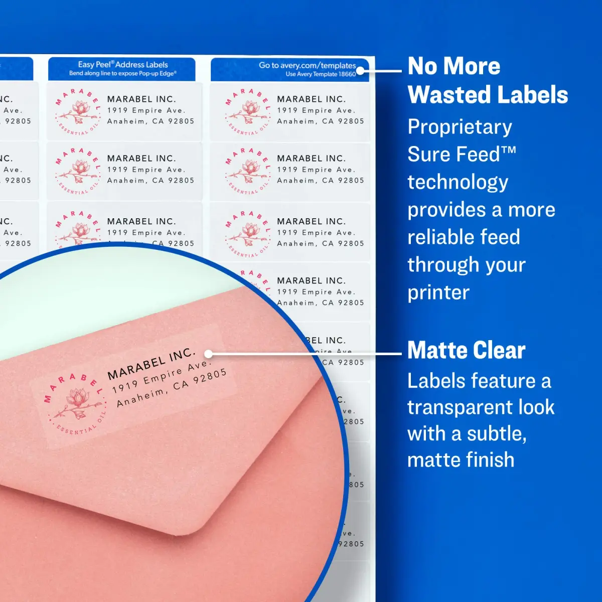Avery Matte Clear Return Address Labels 0.5" x 1.75" (Pack of 5, 800 Labels Total) | Sure Feed Technology for Laser Printers - view 2