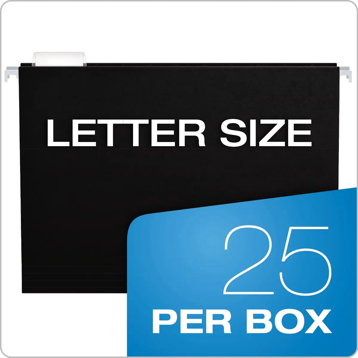 Pendaflex Recycled Hanging Folders Letter Size | Black 1/5 Cut, Pack of 10 - view 6