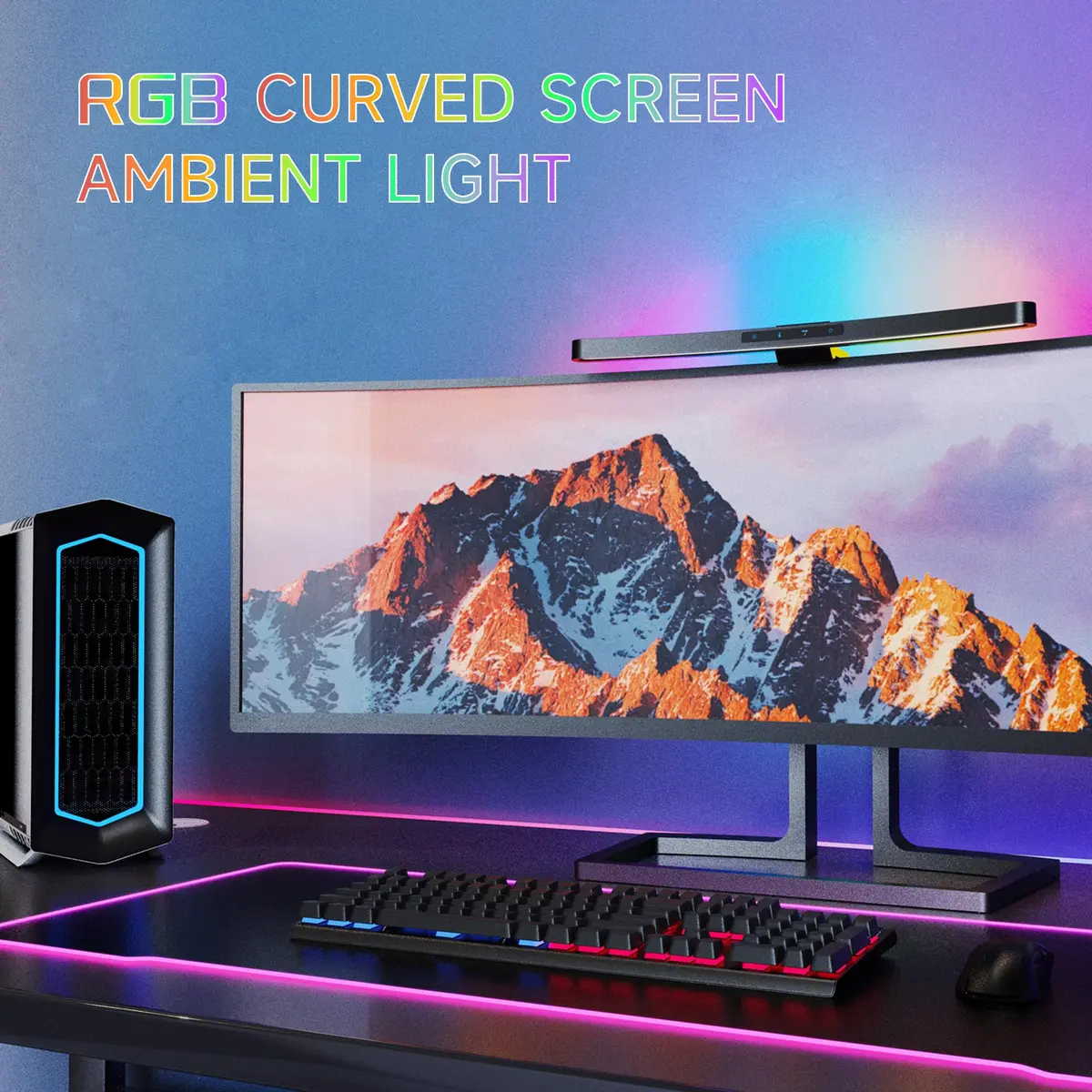 ONWAY Curved Monitor Light Bar with RGB Backlight, Wireless Remote Control, 17.91 inch (45.5 cm) | Eye-Care Lamp for Gaming & Office - view 5