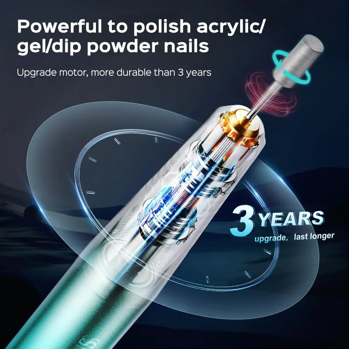 COSLUS C40 Electric Nail Drill Professional Gradient Blue | Precise Dial Speed Control, 6-Bit Kit - view 5