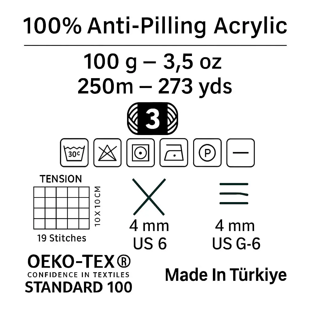 Estako DailyKnit-DK Anti-Pilling Acrylic Yarn 100g | Baby DK Weight, Dark Grey, Soft & Durable - view 3