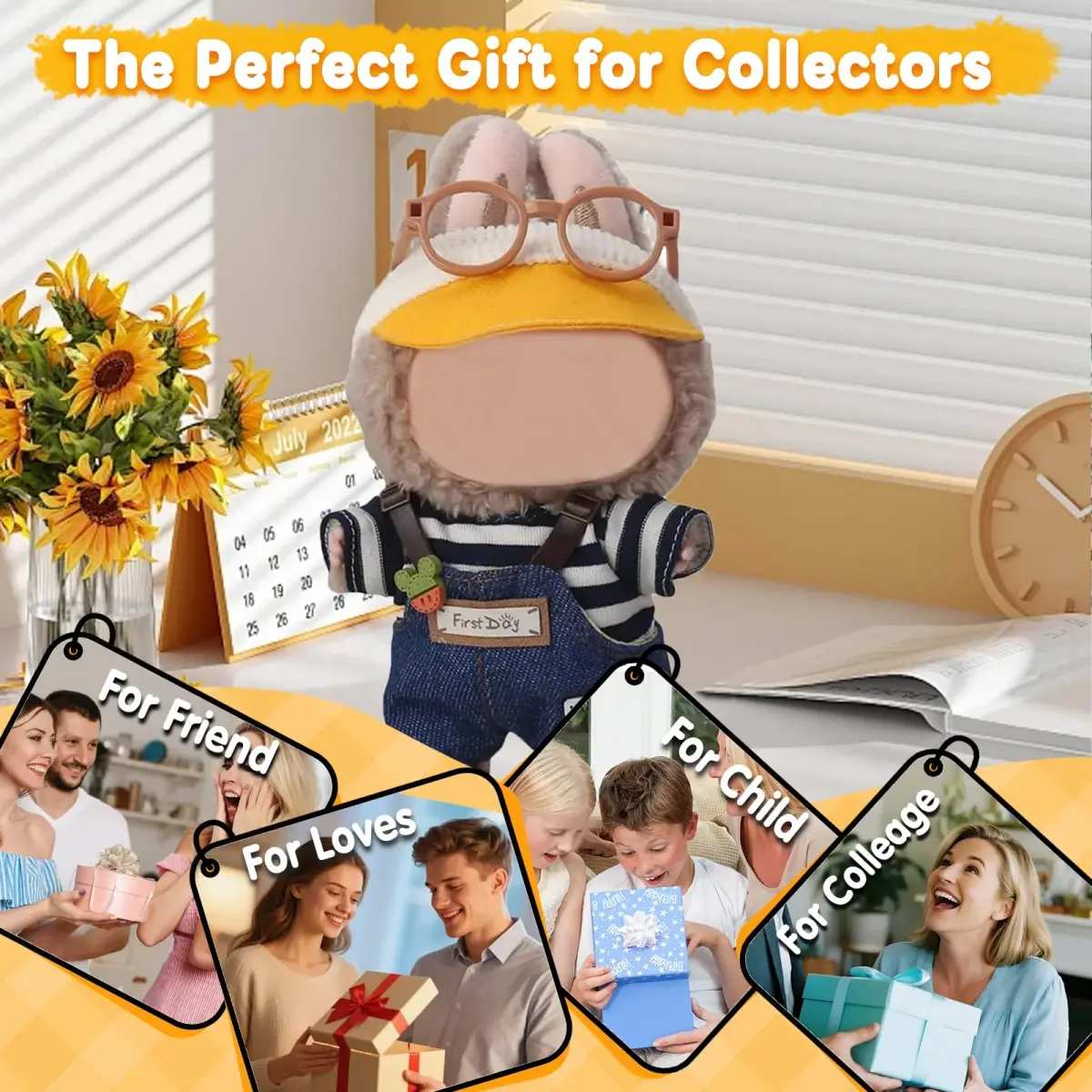Eyancotoi 17cm Doll Clothes Set with Hat, Glasses, Top, Pants & Shoes | Style 1 (1-Pack) - view 4