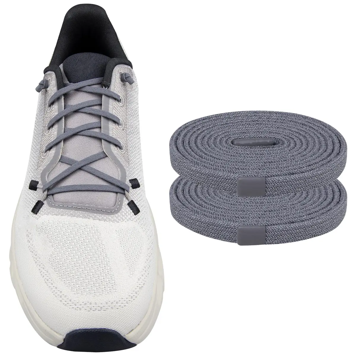 Endoto Dark Gray Elastic Shoelaces for ON Cloudtilt Shoes, 61cm (24 Inch) | No-Tie Secure Fit - main product image