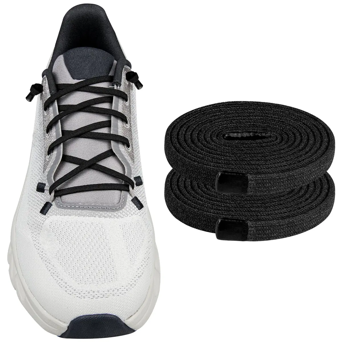Endoto Shoelaces for On Cloudtilt 26Inch Black | Elastic, Adjustable, Silicone-Sealed - main product image