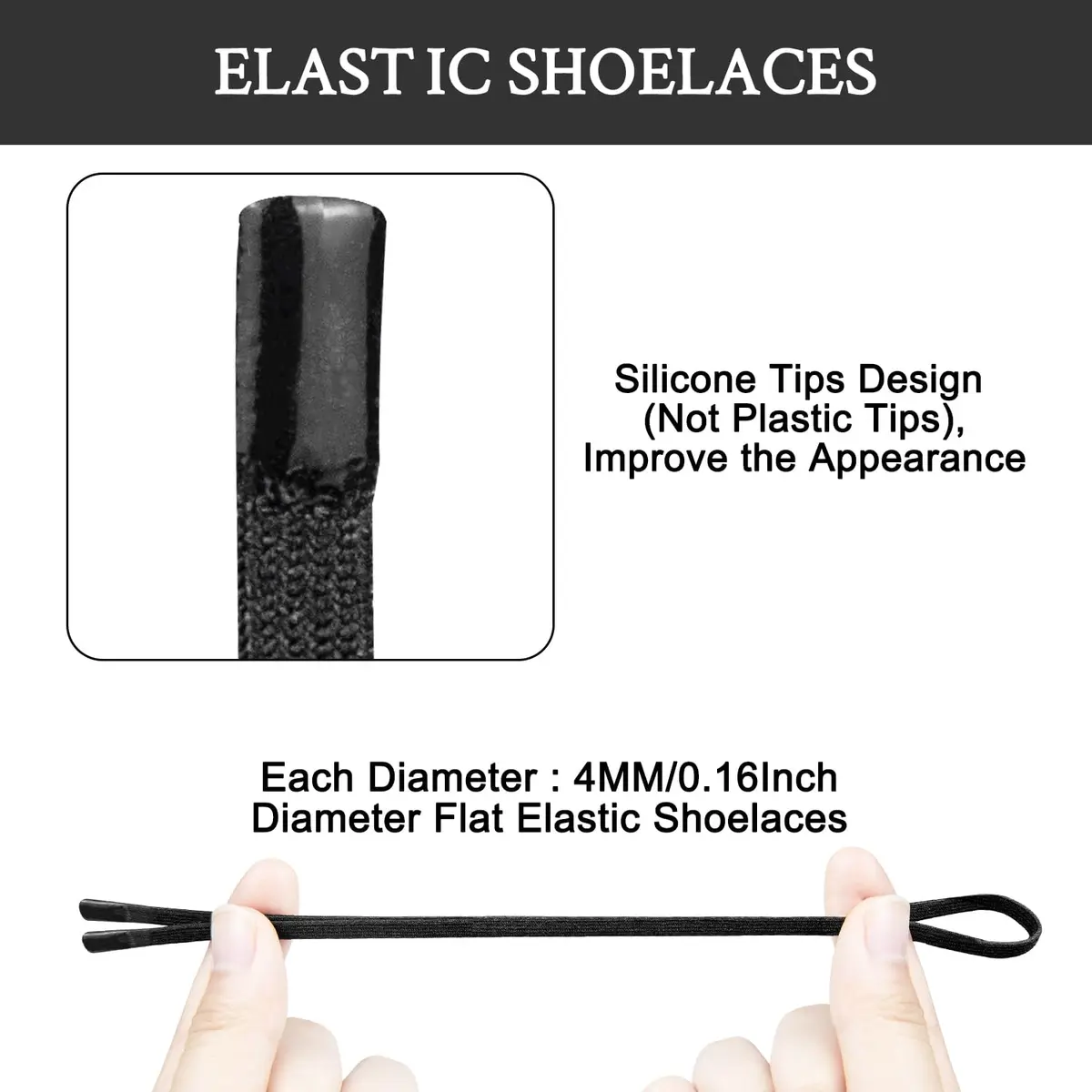 Endoto Shoelaces for On Cloudtilt 26Inch Black | Elastic, Adjustable, Silicone-Sealed - view 3