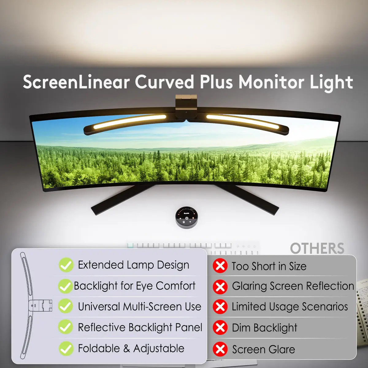 Quntis Curved Monitor Light Bar for 34"+ Ultrawide | Eye-Care Glare-Free Desk Light - view 8