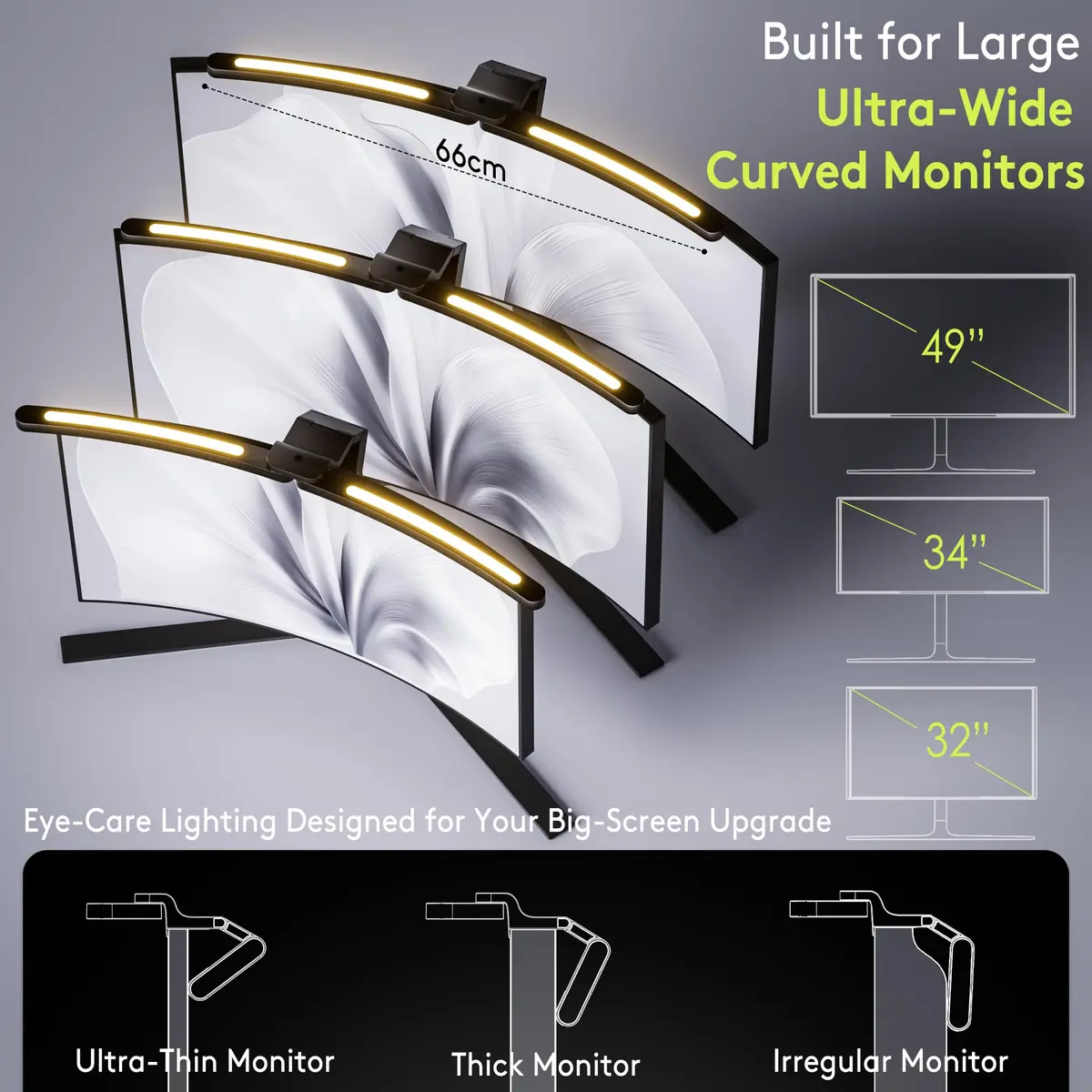 Quntis Curved Monitor Light Bar for 34"+ Ultrawide | Eye-Care Glare-Free Desk Light - view 4