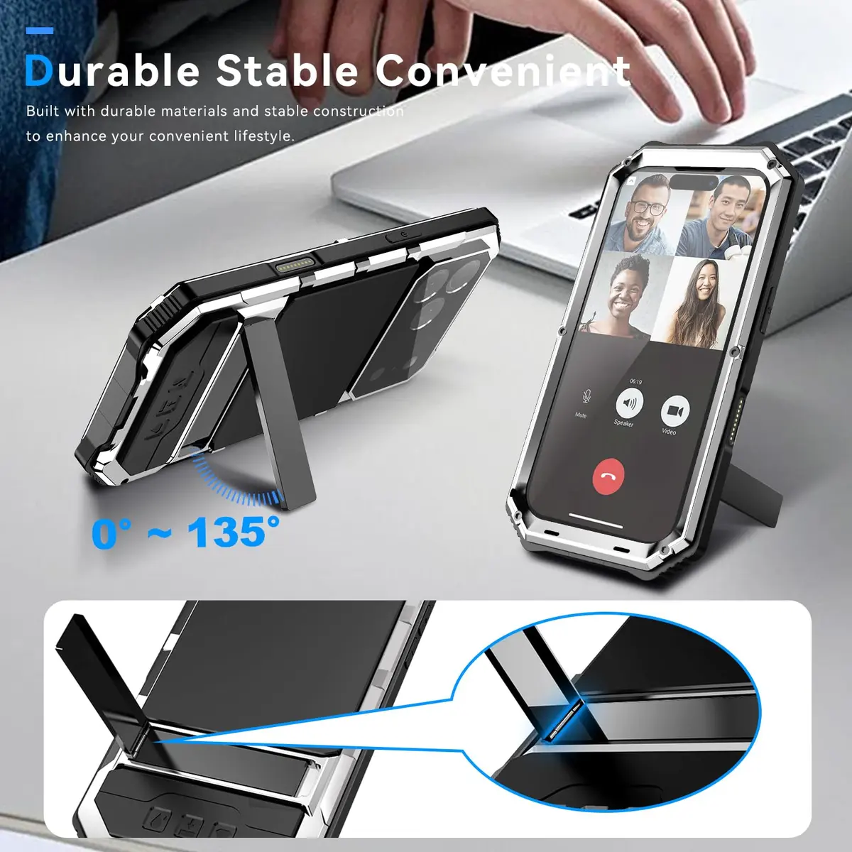 Lunivop for iPhone 17 Pro Max Case Metal Heavy Duty Military Silver | 20 FT Drop & Built-in Screen Protector - view 6