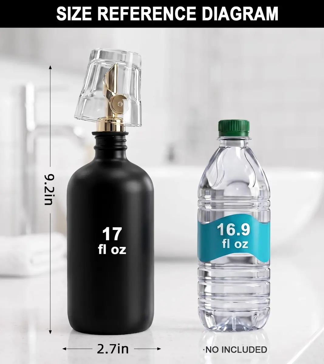 TOLDATLI Black 17oz Glass Mouthwash Dispenser with Cup | Matte Finish, Auto Flip Cap - view 2