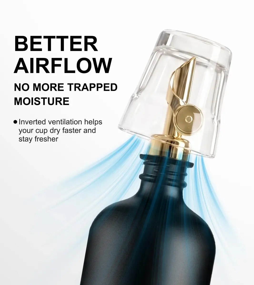 TOLDATLI Black 17oz Glass Mouthwash Dispenser with Cup | Matte Finish, Auto Flip Cap - view 3