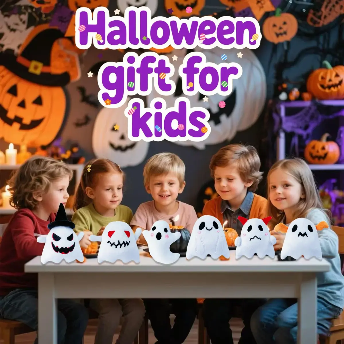 Rdogeia 18PCS Halloween Ghost Plush Toy Set | Bulk Goodie Bag Fillers for Kids - view 7