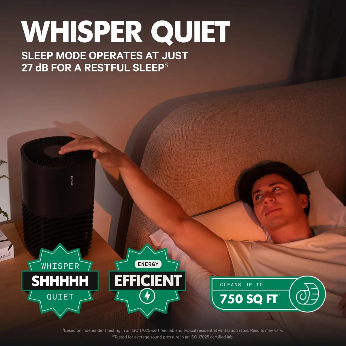 PuroAir 130i Smart HEPA Air Purifier for Bedroom & Home | 750 sq ft Coverage, Wi-Fi Control, Quiet 22dB - view 6
