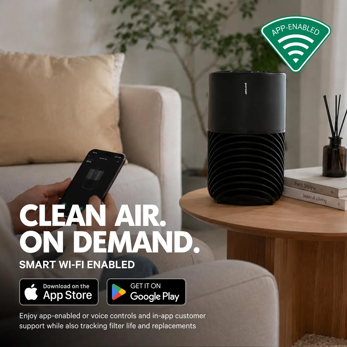 PuroAir 130i Smart HEPA Air Purifier for Bedroom & Home | 750 sq ft Coverage, Wi-Fi Control, Quiet 22dB - view 8