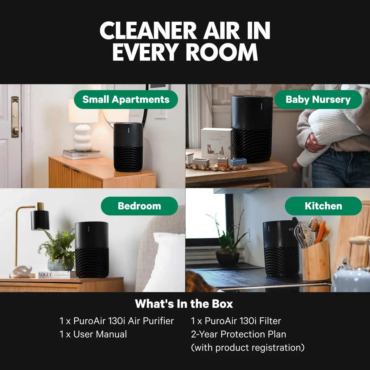PuroAir 130i Smart HEPA Air Purifier for Bedroom & Home | 750 sq ft Coverage, Wi-Fi Control, Quiet 22dB - view 9