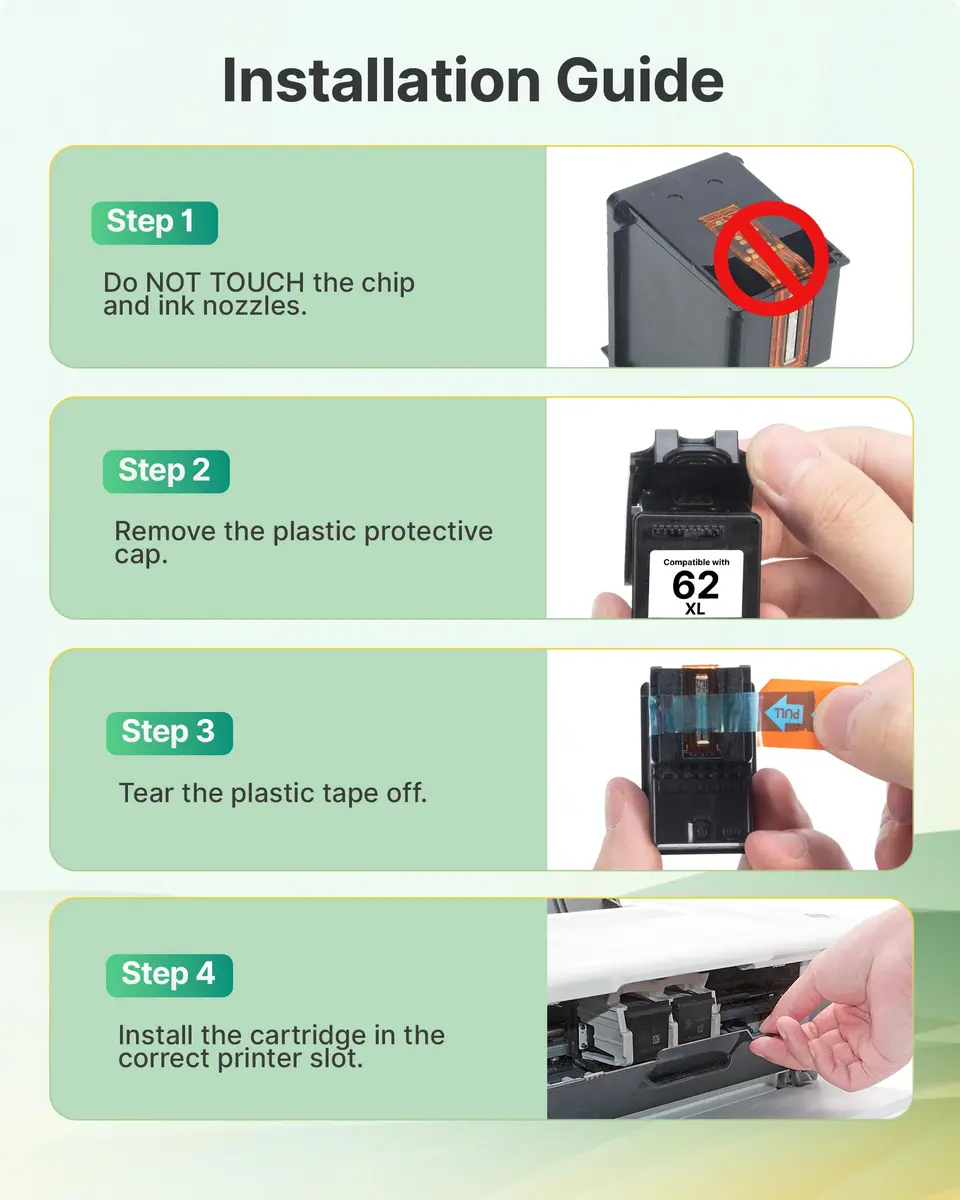 SHEENGO 62XL Ink Cartridges Black and Color | High Yield for HP Envy & OfficeJet Series - view 6