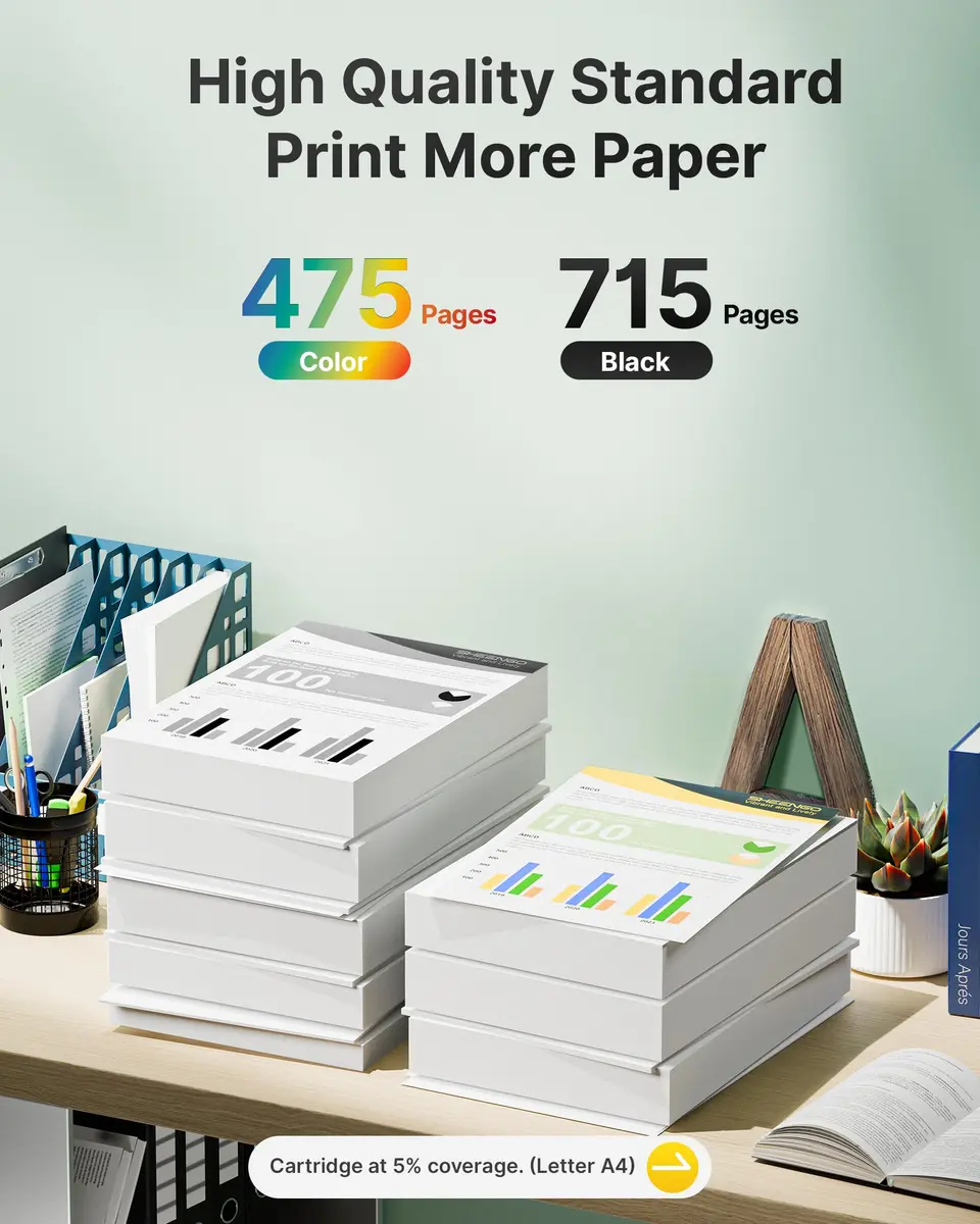 SHEENGO 62XL Ink Cartridges Black and Color | High Yield for HP Envy & OfficeJet Series - view 3