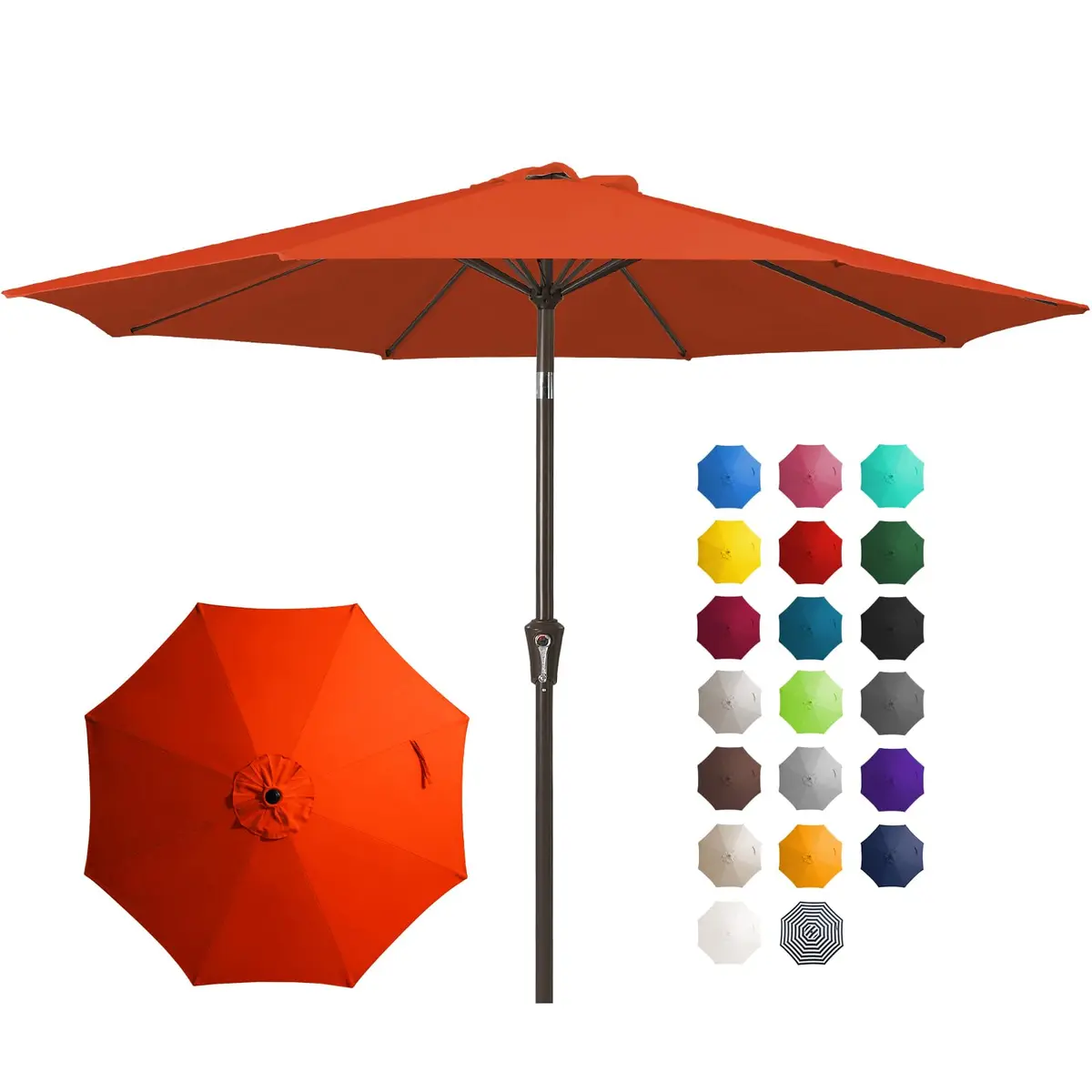 JEAREY 10 ft Outdoor Patio Umbrella w/Tilt and Crank, Orange | Waterproof UV Protection, Sturdy 8 Ribs, Wind Vent - main product image