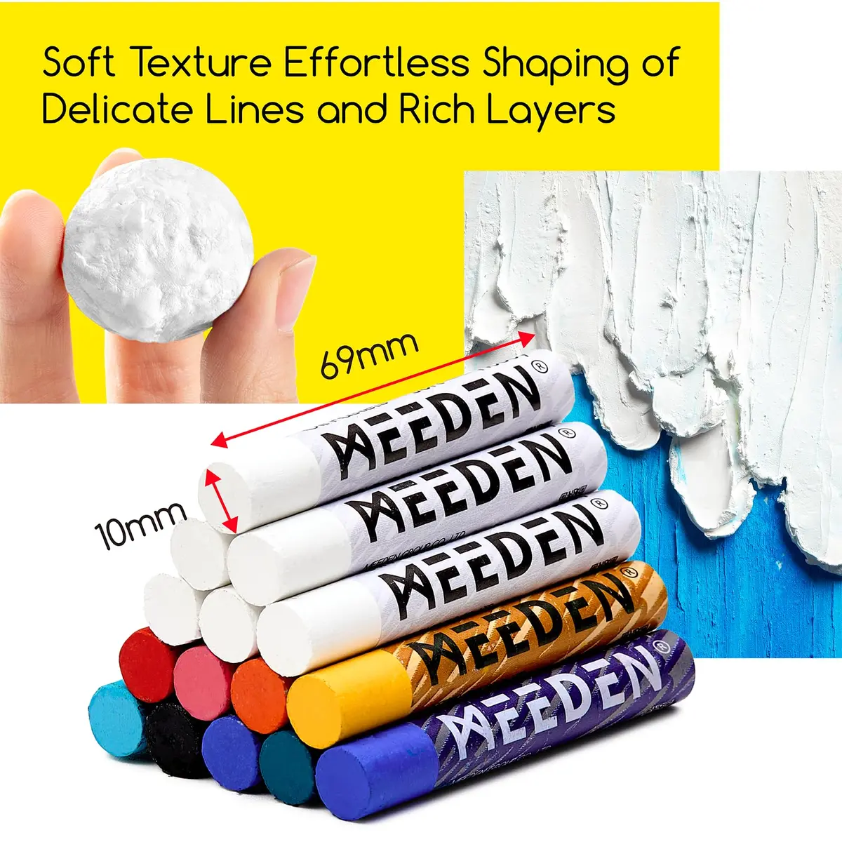 MEEDEN Soft White Oil Pastels 6 Pcs (6 Count) | Versatile Base Color for Artists & Beginners - view 2