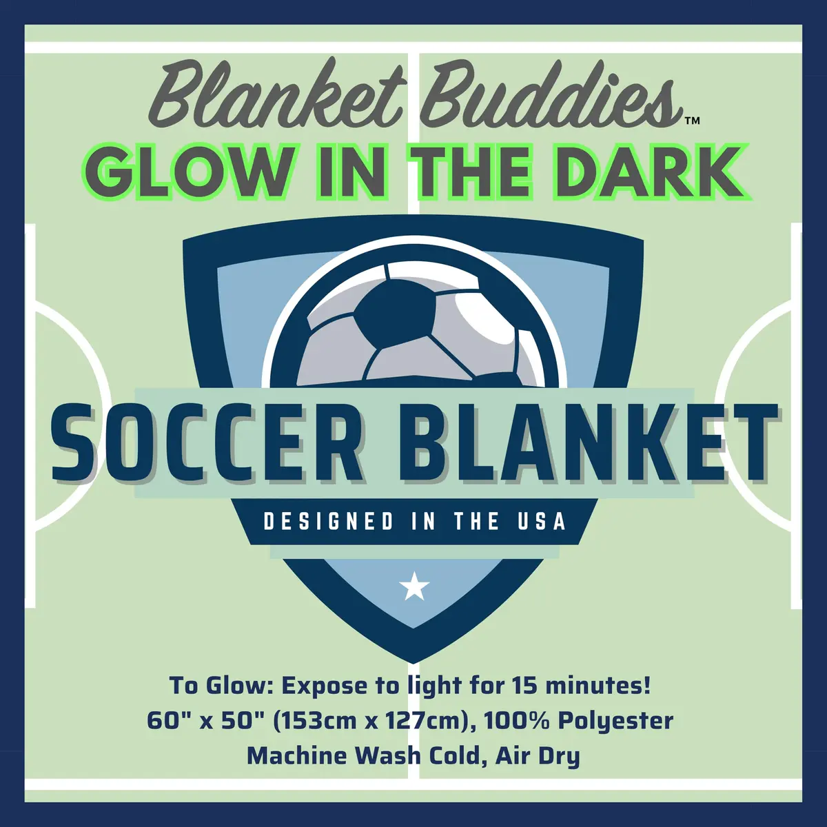 Blanket Buddies Glow in The Dark Soccer Throw Blanket 127cm x 152cm (50" x 60") | Fun Soccer Gift for Boys & Girls - view 5