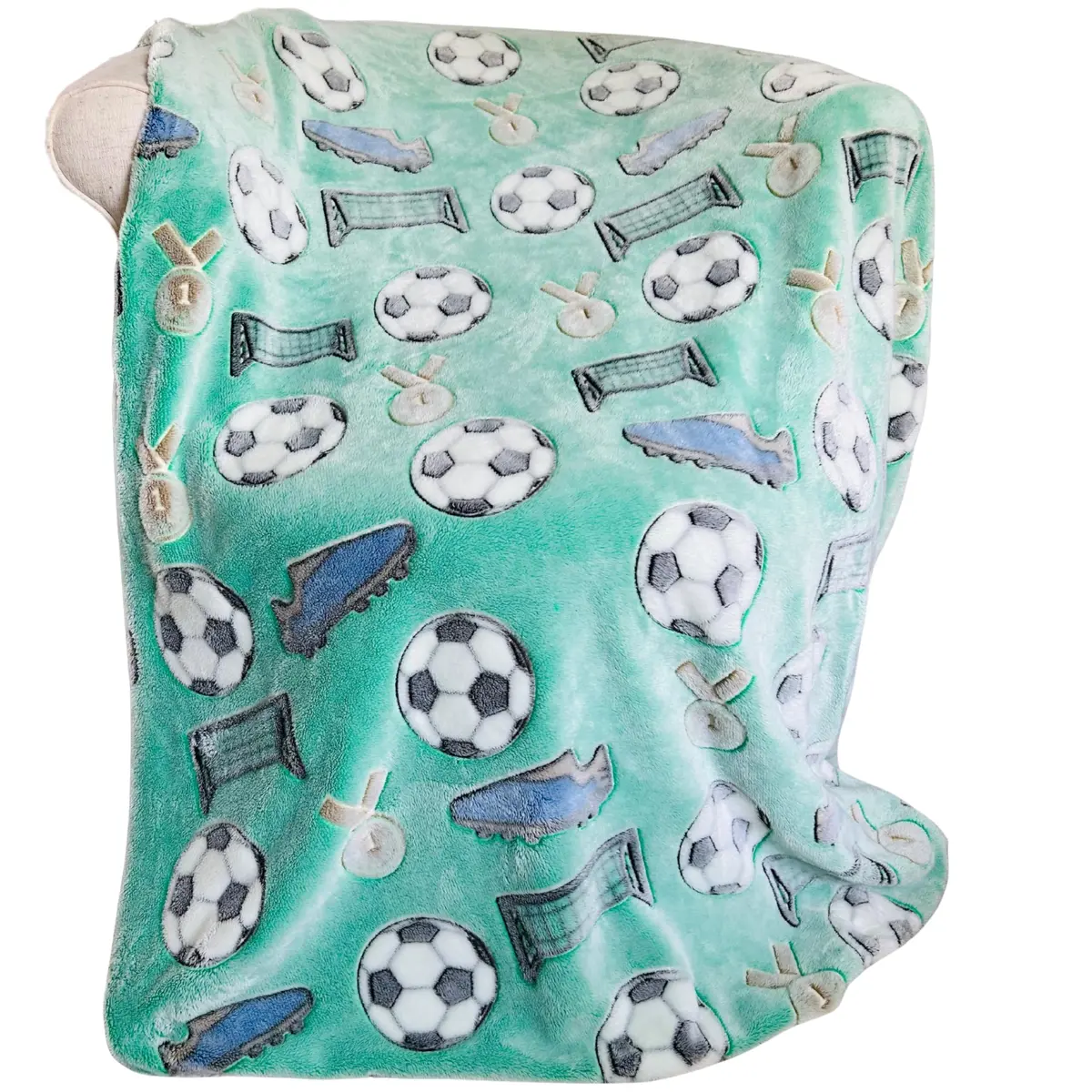 Blanket Buddies Glow in The Dark Soccer Throw Blanket 127cm x 152cm (50" x 60") | Fun Soccer Gift for Boys & Girls - view 6