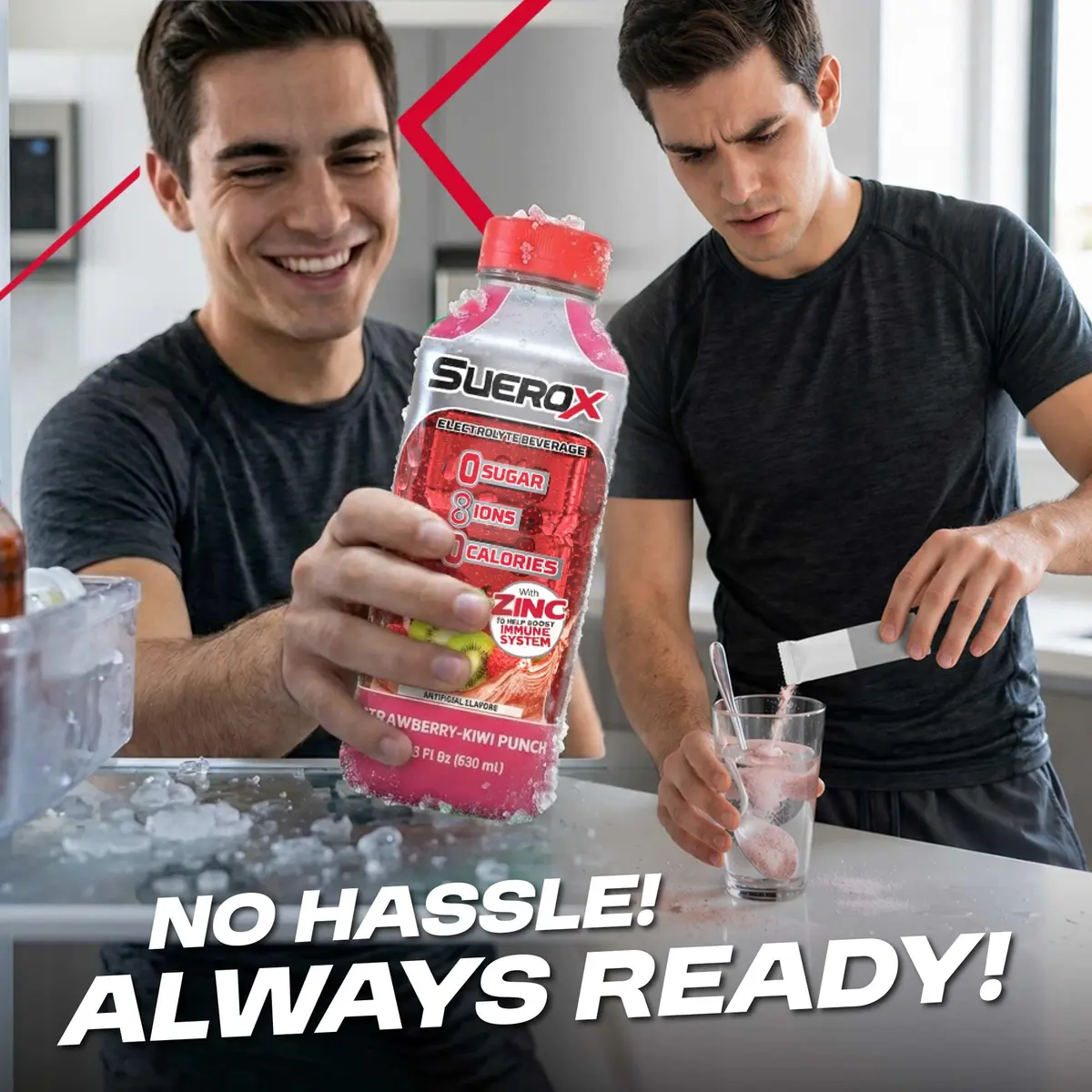 SueroX Sugar Free Electrolyte Drink Strawberry-Kiwi 21.3 Fl Oz | Zero Sugar & Electrolytes for Hydration - view 5